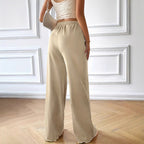 Damen Fließende Palazzo-Hose mit elastischem Bund und Kordelzug R&B
