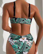 Damen Bikini mit floralem Design und verstellbaren Trägern R&B