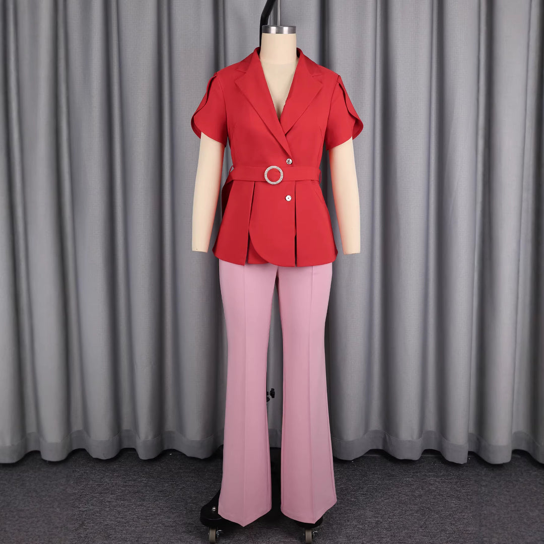 Damen Chic geschnittenes Blazer mit Gürtel R&B