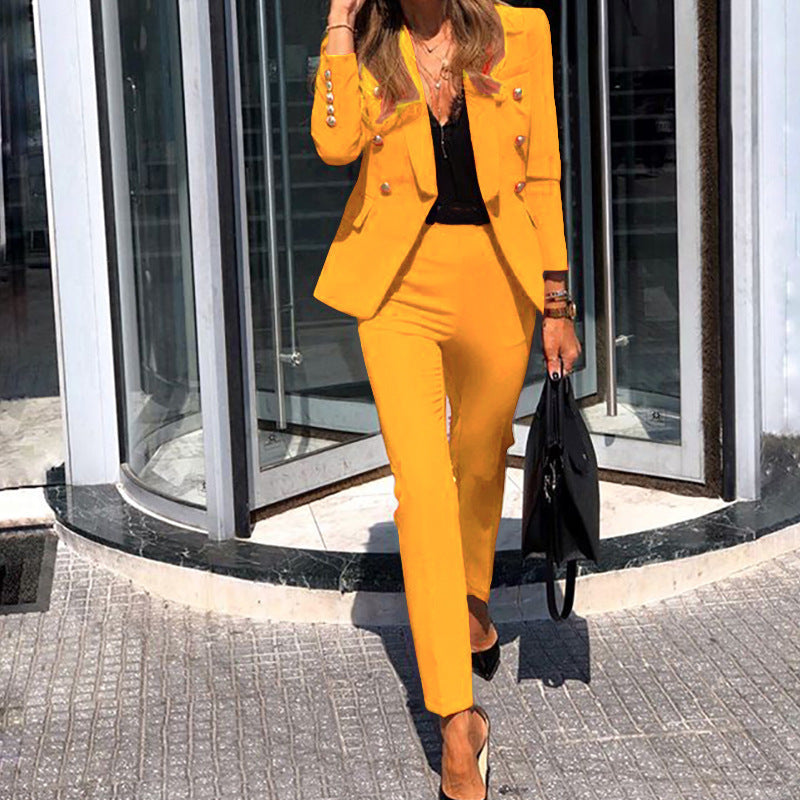 Damen Elegantes Business-Anzug-Set mit doppelter Knopfleiste R&B