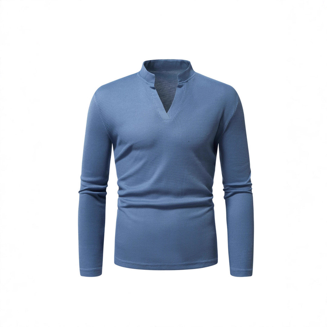 Herren Langarmshirt mit modernem Stehkragen und strukturierter Oberfläche R&B