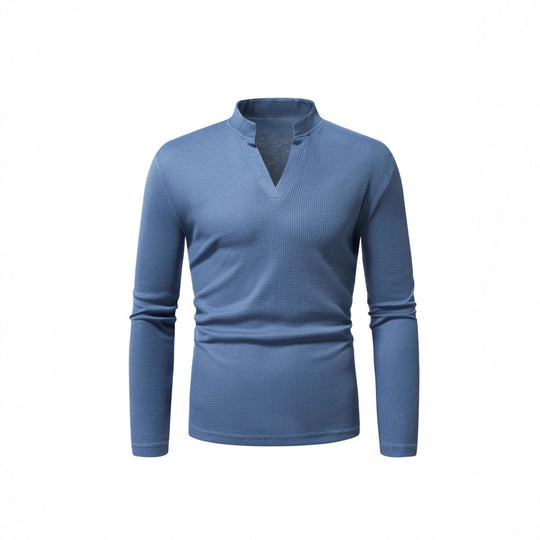 Herren Langarmshirt mit modernem Stehkragen und strukturierter Oberfläche R&B