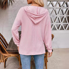 Damen lässiger Sweater mit V-Ausschnitt und Kordelzug R&B