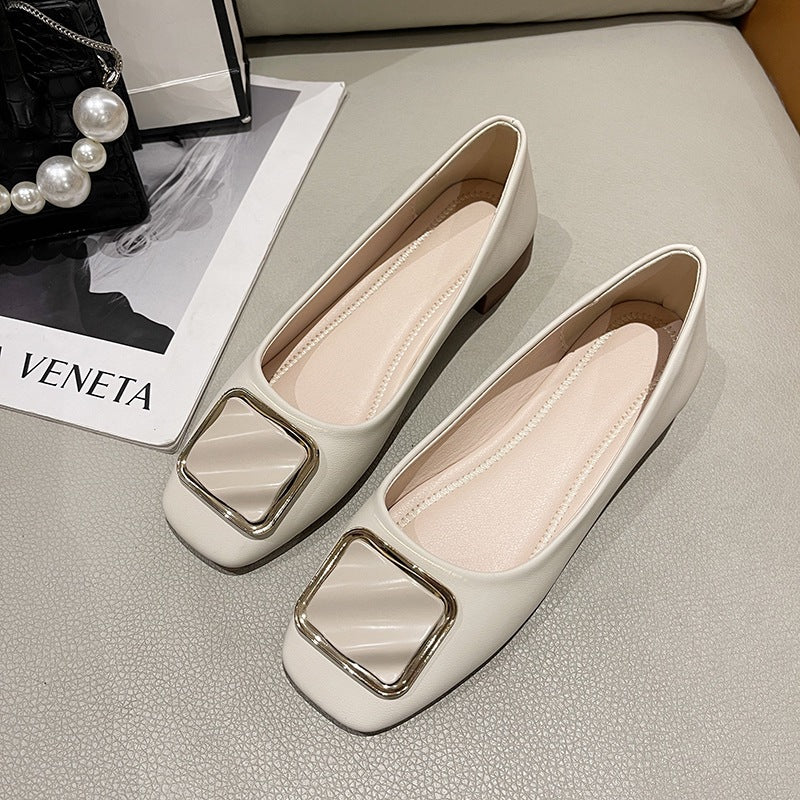 Damen elegante Ballerinas mit modischem Quadrat-Detail R&B