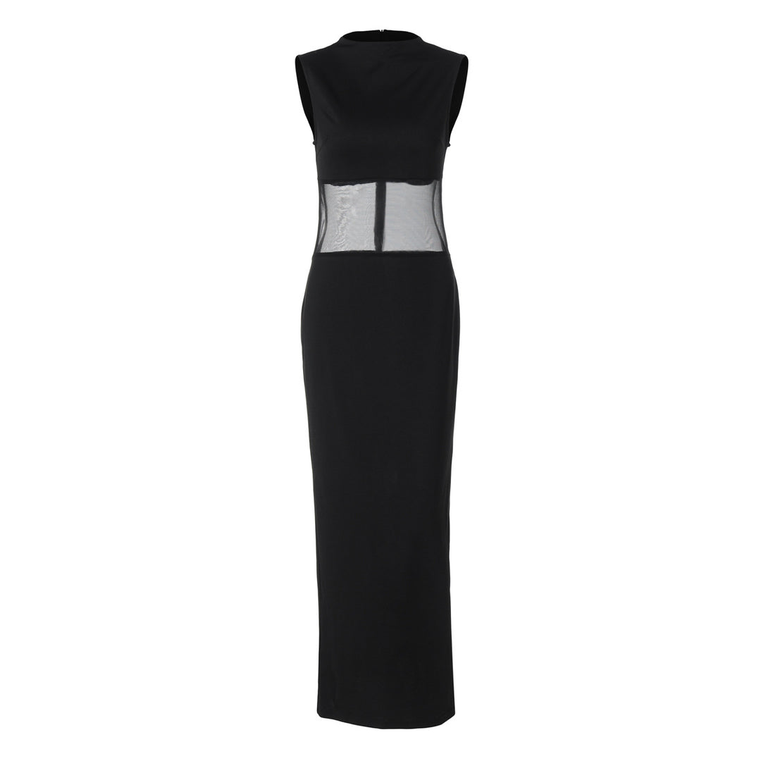 Damen Elegantes und figurbetontes Maxikleid mit transparenten Einsätzen R&B