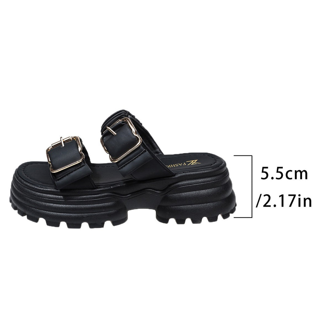 Damen komfortable Plateau-Sandalen mit dekorativen Riemen und ergonomischer Sohle R&B