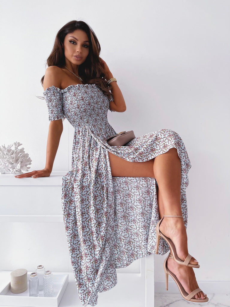 Damen Maxikleid mit raffinierten Puffärmeln und elegantem seitlichen Schlitz R&B