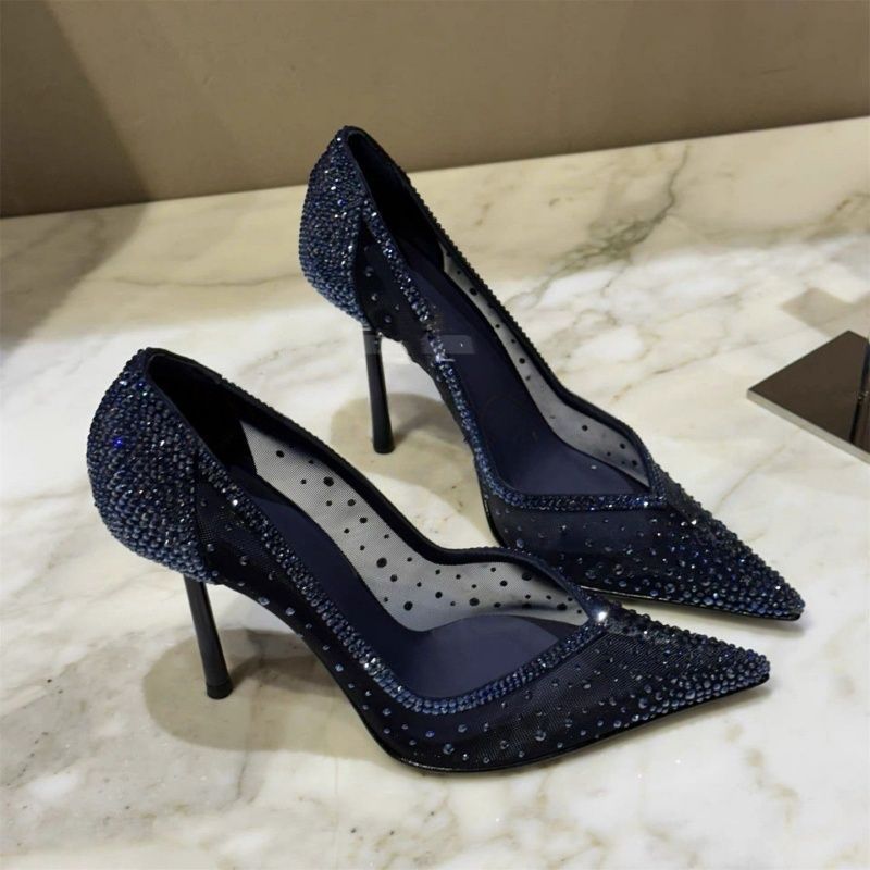 Damen elegante High Heel Pumps mit transparentem Netzdesign R&B