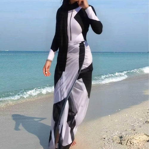 Damen modischer UV-Schutz-Schwimmanzug mit langen Ärmeln R&B