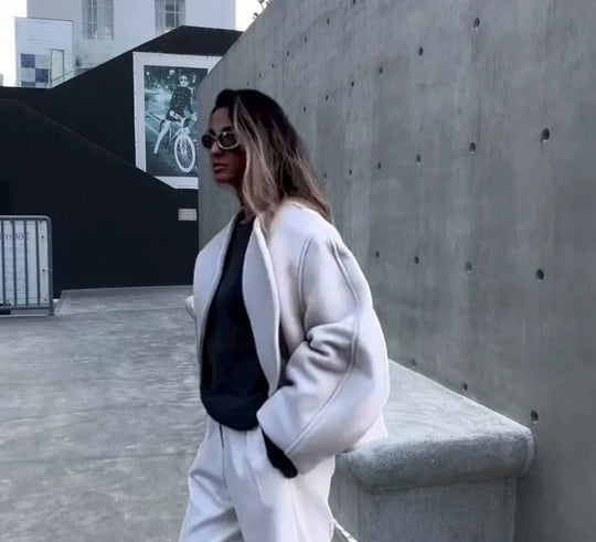 Damen Oversized Blazer mit asymmetrischem Design und eleganter Drapierung R&B