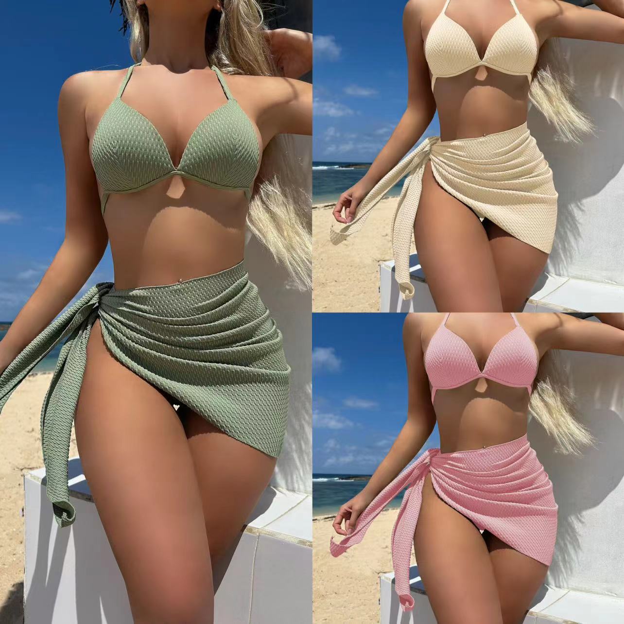 Damen Bikini-Set mit raffiniertem Wickelrock und gepolstertem Oberteil R&B