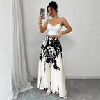 Damen weite Palazzo-Hose mit floralem Muster
