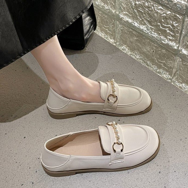 Damen Elegante Mokassins mit modischem Kettenverschluss
