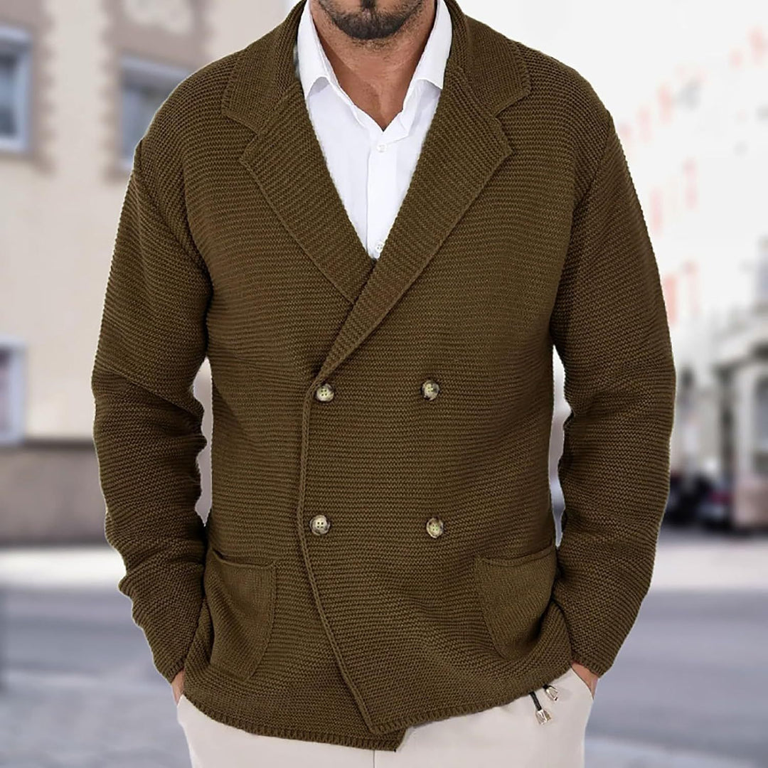 Herren Strickjacke mit doppelter Knopfleiste und modernen Taschen R&B