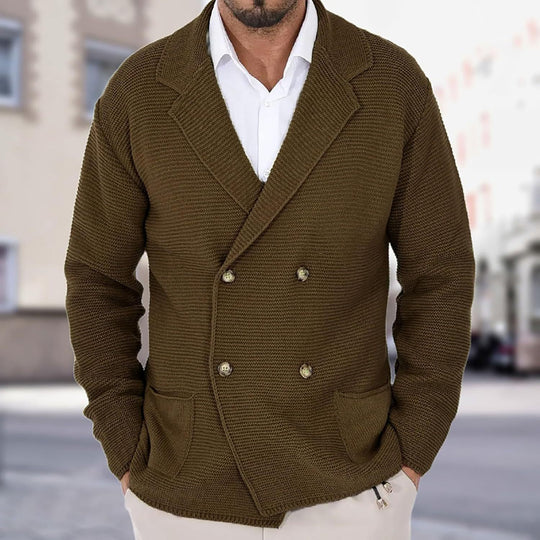 Herren Strickjacke mit doppelter Knopfleiste und modernen Taschen R&B