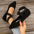Damen elegante Ballerinas mit gekreuzten Riemen und weichem Obermaterial R&B