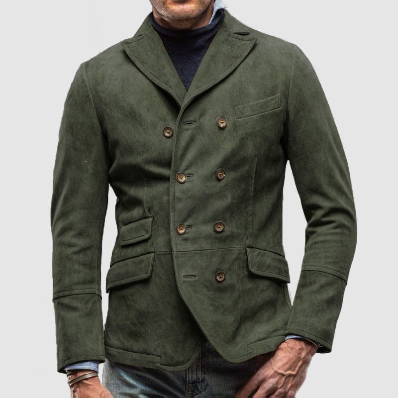 Herren eleganter Wildblazer mit doppelter Knopfleiste und praktischen Taschen R&B