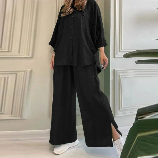 Damen lässiges und luftiges Oberteil mit weitem Hosenanzug R&B