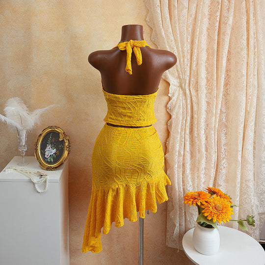 Damen Neckholder-Rüschenkleid R&B