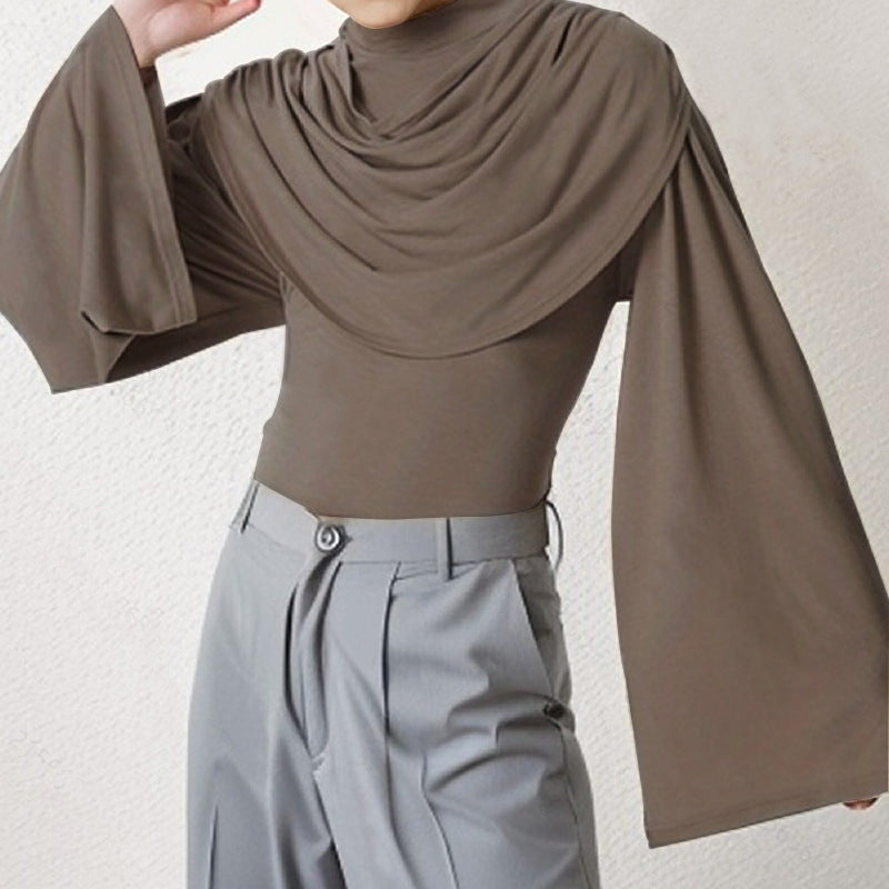 Damen Stilvolle Bluse mit Drapierung und weitem Arm R&B