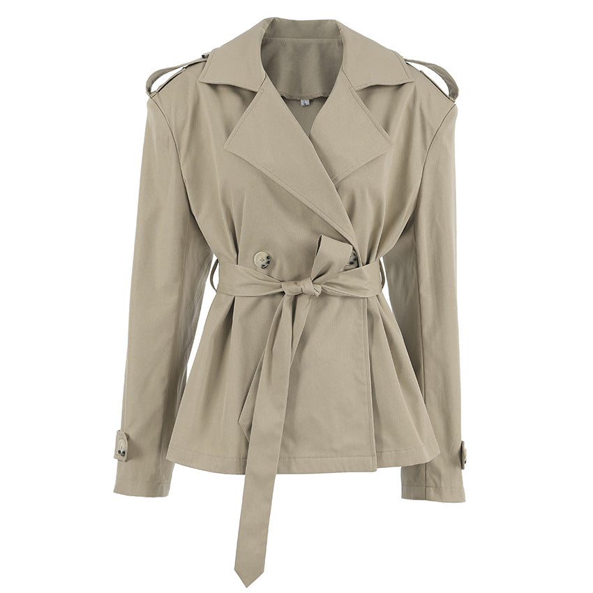 Damen Oversized Trenchcoat mit breitem Kragen und dekorativen Knopfdetails R&B