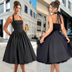 Damen A-Linien Cocktailkleid mit schulterfreiem Design und voluminösem Rock R&B