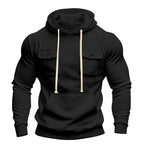 Herren nan urbaner Kapuzenpullover mit Brustklappen, Kängurutasche und athletischem Schnitt R&B