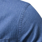 Herren nan schmal geschnittenes Denim-Hemd mit Kentkragen und aufgesetzten Brusttaschen R&B