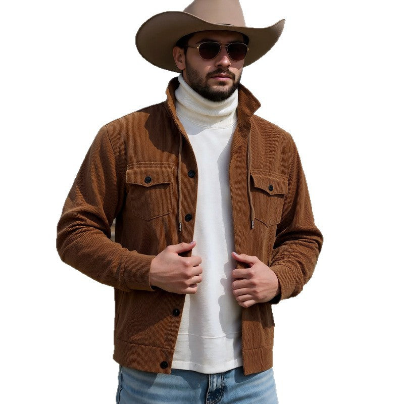 Herren Cordjacke mit verstellbarem Kordelzug und praktischen Brusttaschen R&B