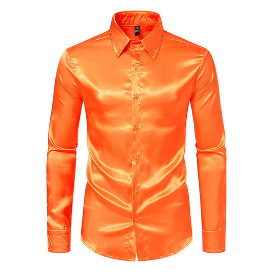 Herren Elegantes Satin-Hemd mit glänzender Oberfläche und modernem Schnitt R&B