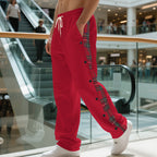 Herren nan karierter Seitenstreifen Jogginghose mit Druckknopfleiste und elastischem Tunnelzug R&B