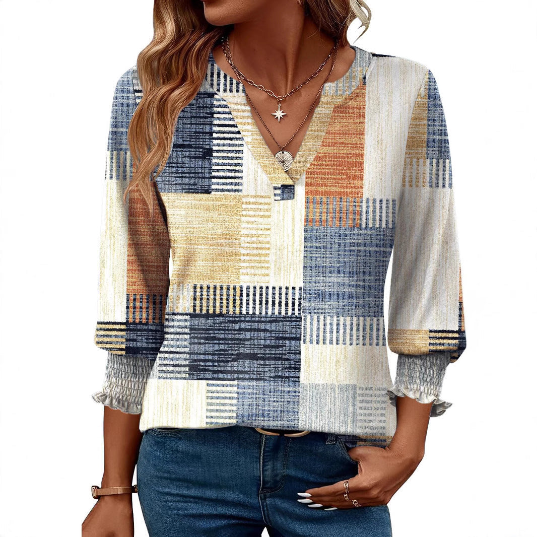 Damen modische Bluse mit verspieltem Paisleymuster und Rüschendetails R&B