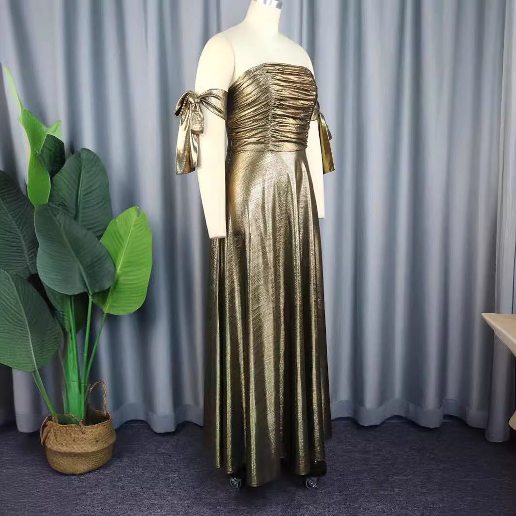 Damen glamouröses Abendkleid mit schulterfreiem Design und eleganten Raffungen R&B
