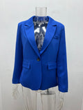 Damen nan taillierter Blazer mit Ein-Knopf-Verschluss Reverskragen und Pattentaschen R&B