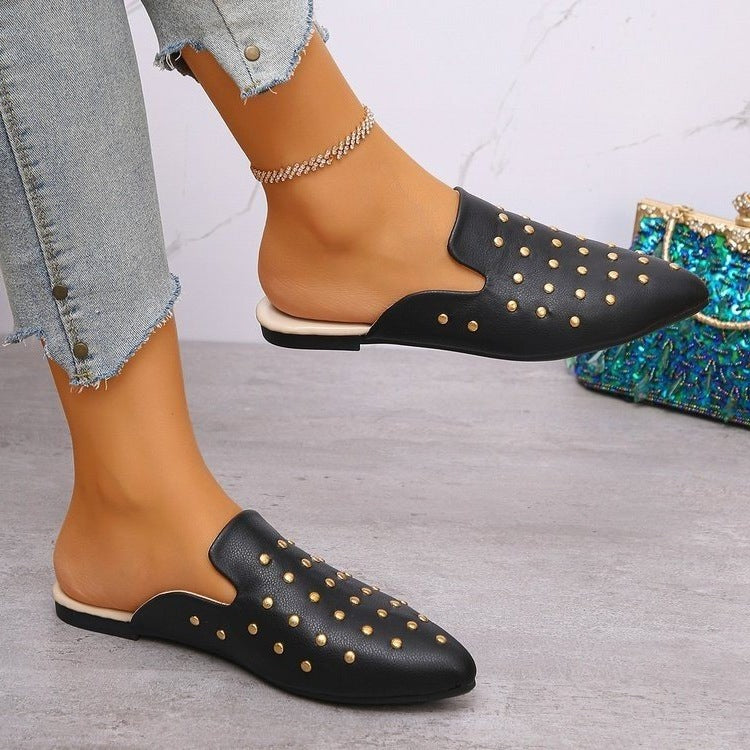 Damen offene Slipper mit funkelnden Nieten R&B