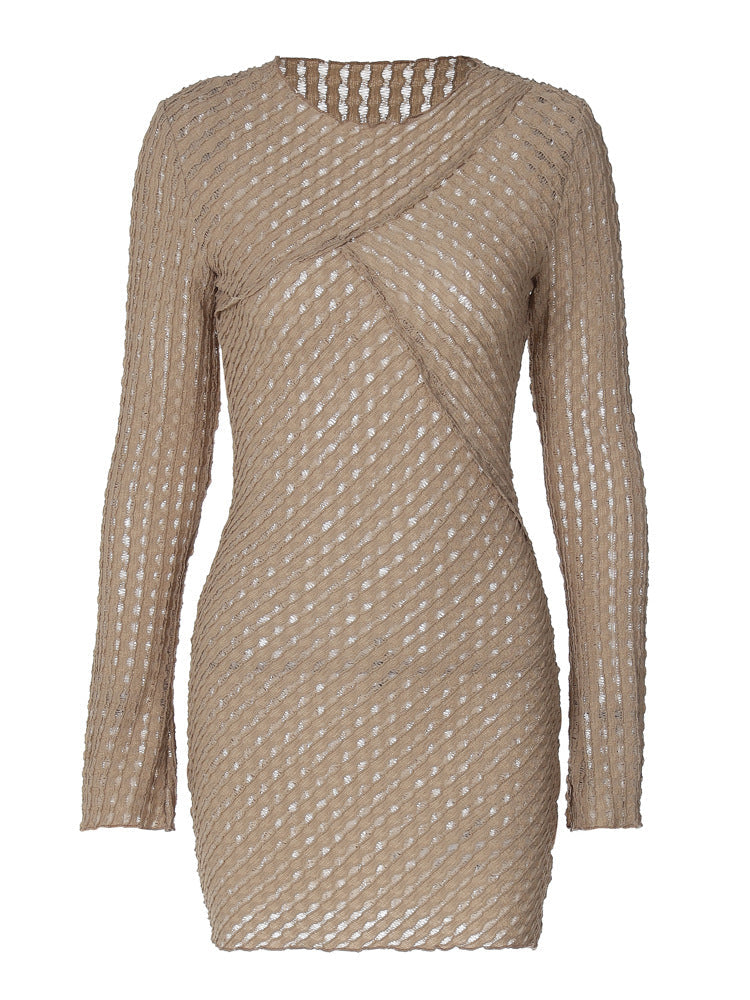 Damen elegantes Strickkleid mit raffiniertem Wickeldesign R&B