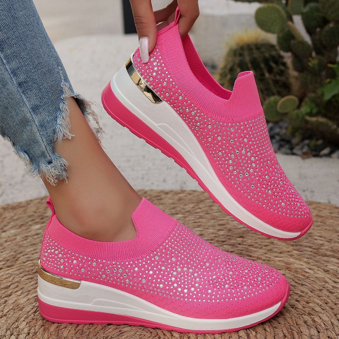 Damen Slip-On Sneakers mit glitzerndem Strassdesign R&B