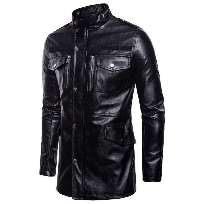 Herren Lederjacke mit Zipper-Taschen