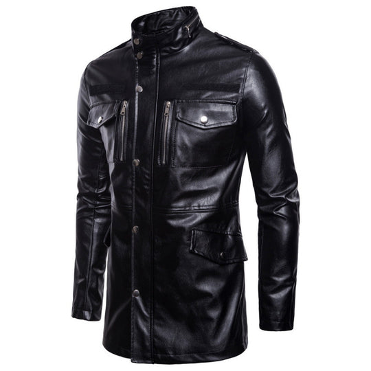 Herren Lederjacke mit Zipper-Taschen