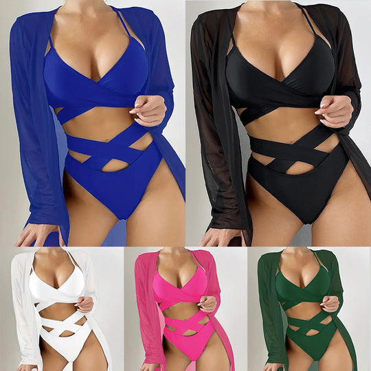 Damen Triangel-Bikini-Set mit raffiniertem Wickeldetail R&B