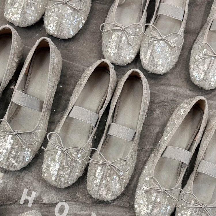 Damen elegante Ballettschuhe mit Pailletten R&B