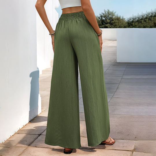 Damen Weite Palazzo-Hose mit elastischem Taillenbund und lässiger Schnitt R&B