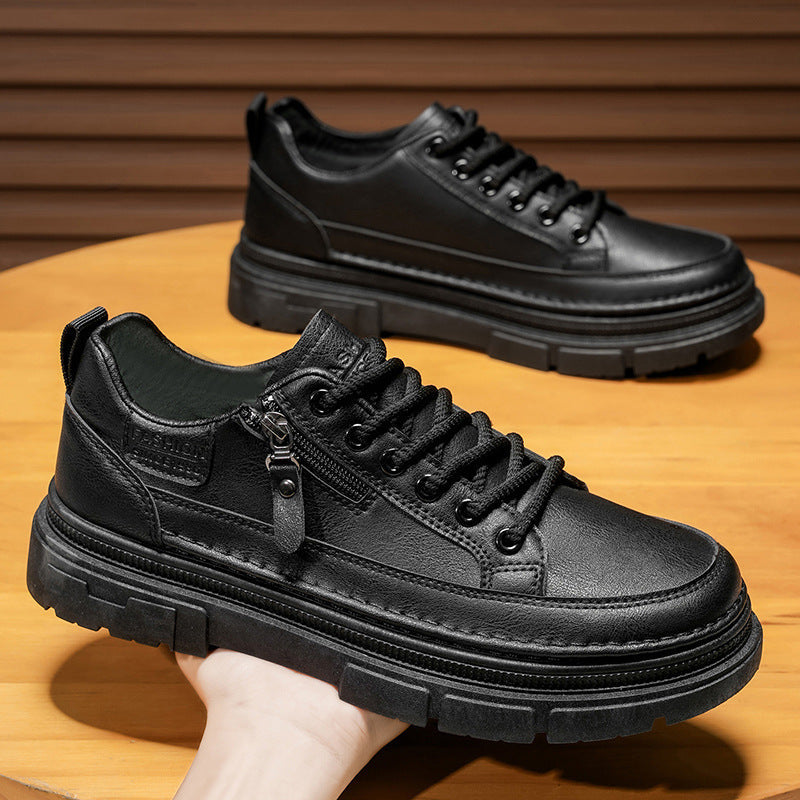 Damen Elegante Freizeit-Ledersneaker mit praktischem Reißverschluss und robustem Sohlenprofil