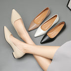 Damen klassische Ballerinas mit elegantem spitzen Design und bequemem Blockabsatz R&B