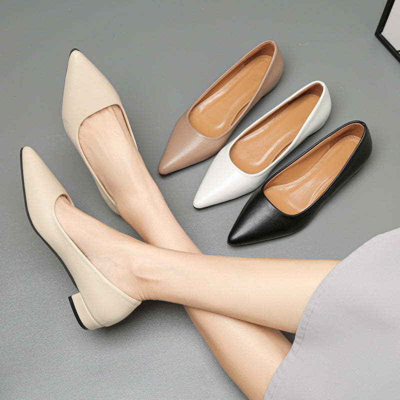 Damen klassische Ballerinas mit elegantem spitzen Design und bequemem Blockabsatz R&B
