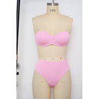Damen Push-Up-Bikini mit Raffung und eleganten Trägern R&B