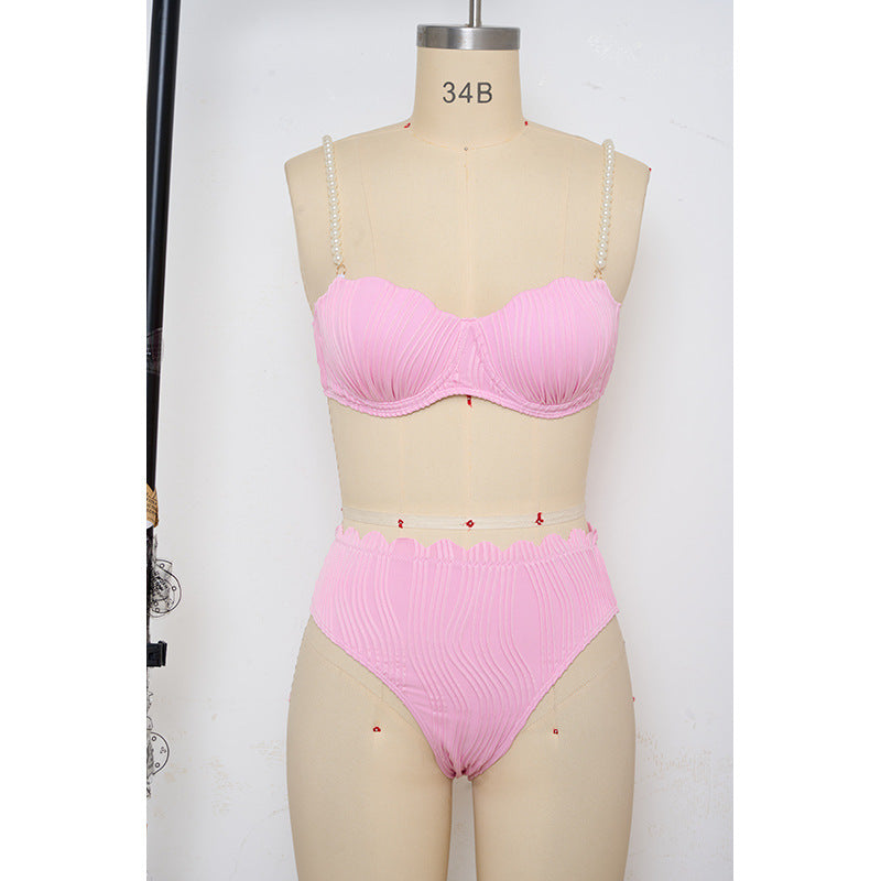 Damen Push-Up-Bikini mit Raffung und eleganten Trägern R&B