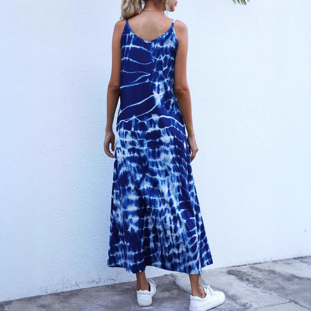 Damen Langes Sommerkleid aus elastischem Jersey mit asymmetrischem Schnitt und praktischen Taschen R&B