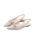 Damen elegante Sling-Ballerinas mit dekorativen Schleifen und flachem Absatz R&B