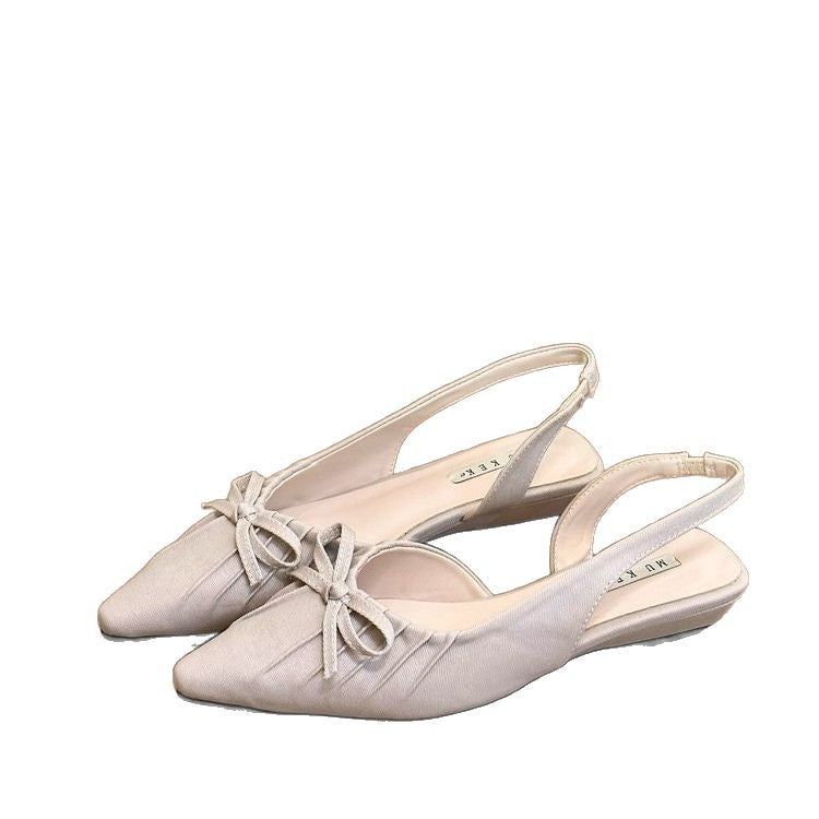 Damen elegante Sling-Ballerinas mit dekorativen Schleifen und flachem Absatz R&B